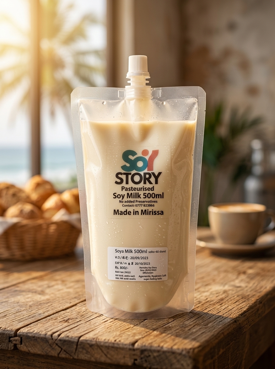 SoyStory Pasteurised Soy Milk 500ml Pouch - Made in Mirissa